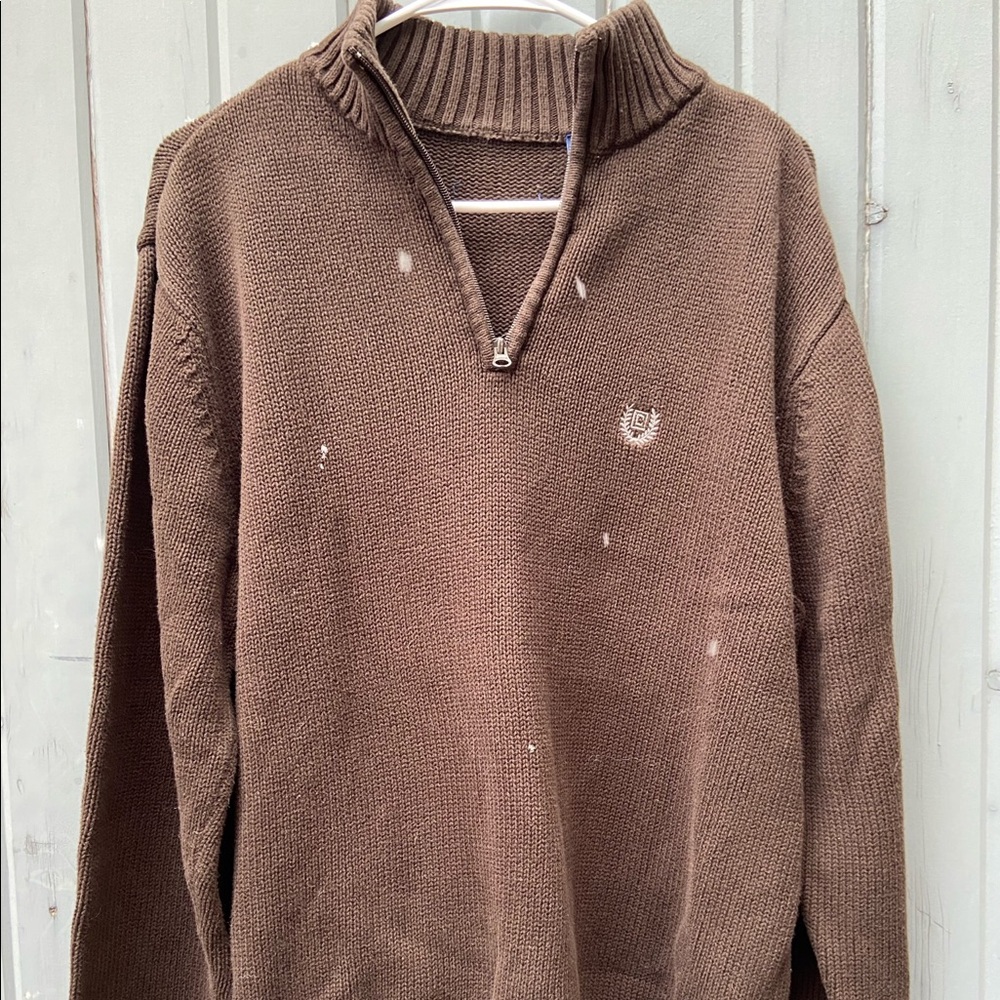 Chaps brown 1/4 zip sweater
